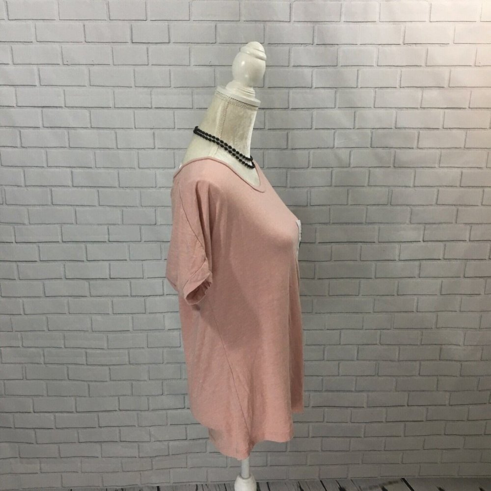 Promesa Blush T-shirt with Pineapple Printed Pocket size Small (women's) Slub - Picture 3 of 6